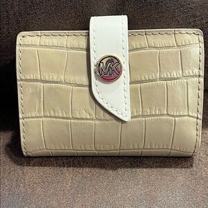 Michael Kors Beige Croc-Embossed Wallet